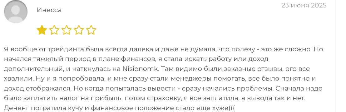 Nisionomk отзыв клиента отзыв Nisionomk