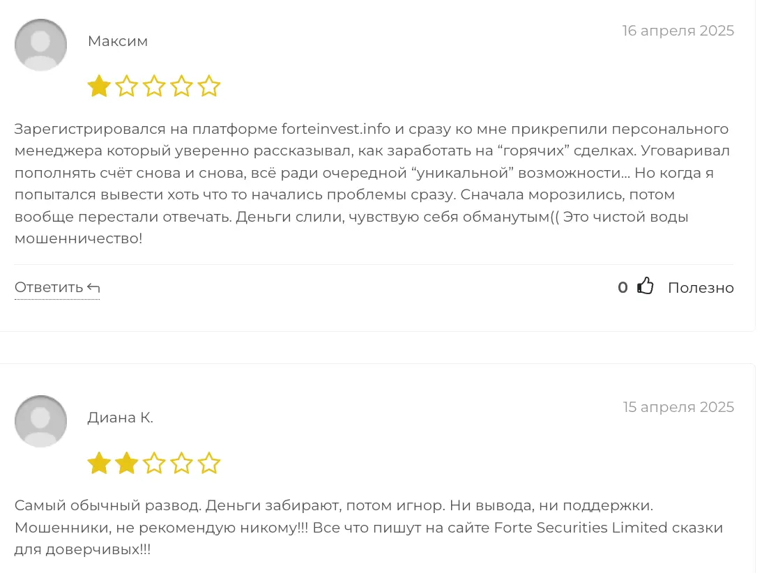 Forteinvest отзывы отзывы клиентов про Forteinvest