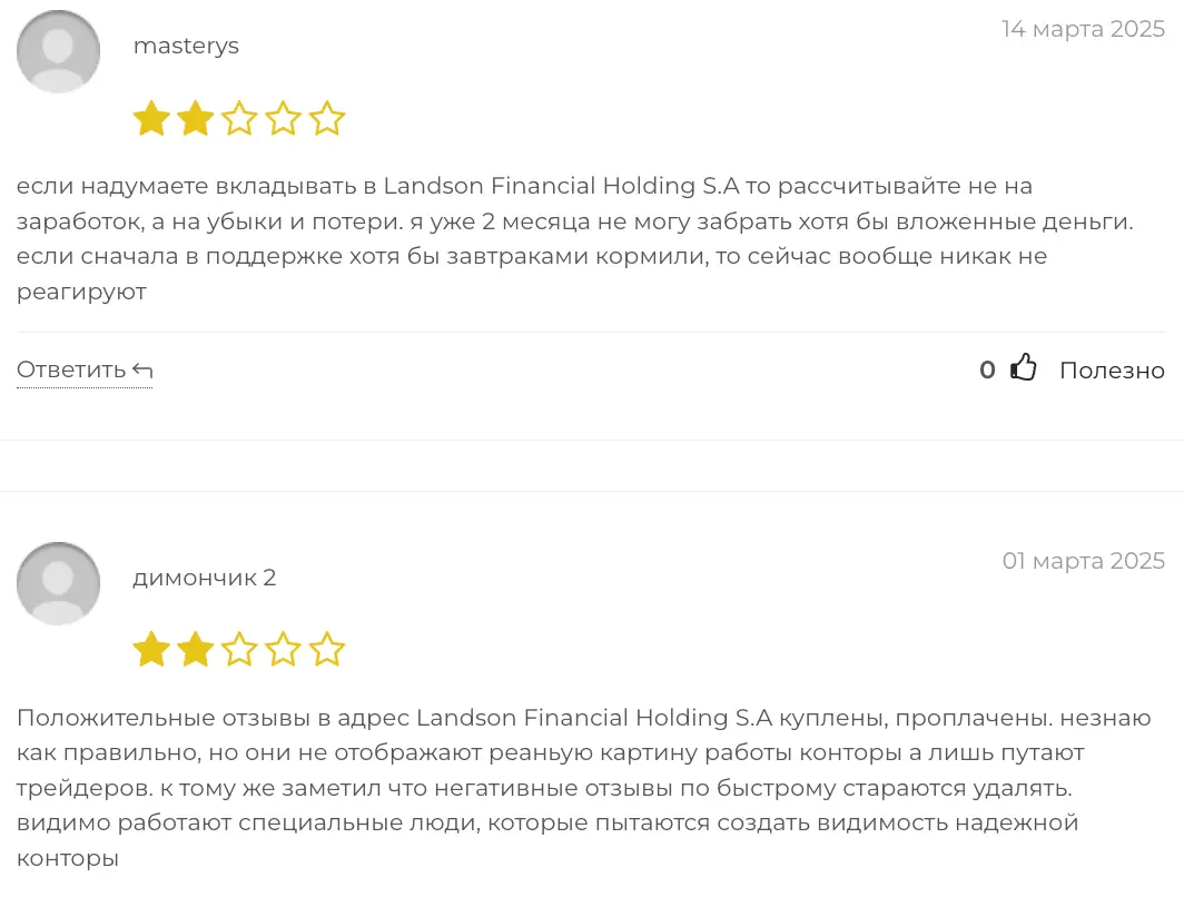 отзыв о Landson Financial Holding S.A. Landson Financial Holding S.A. отзывы