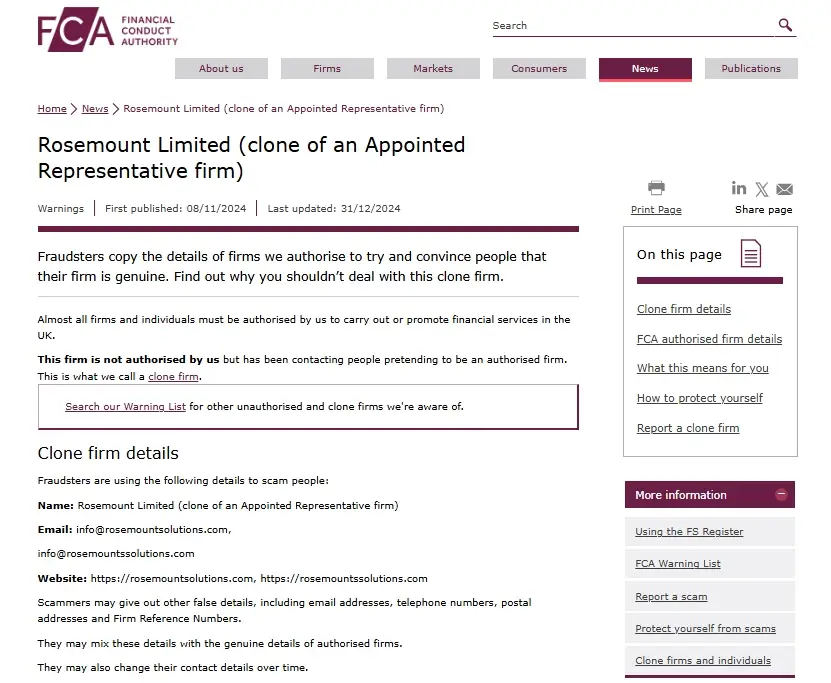 Rosemount-Limited-scam Rosemount Limited скам