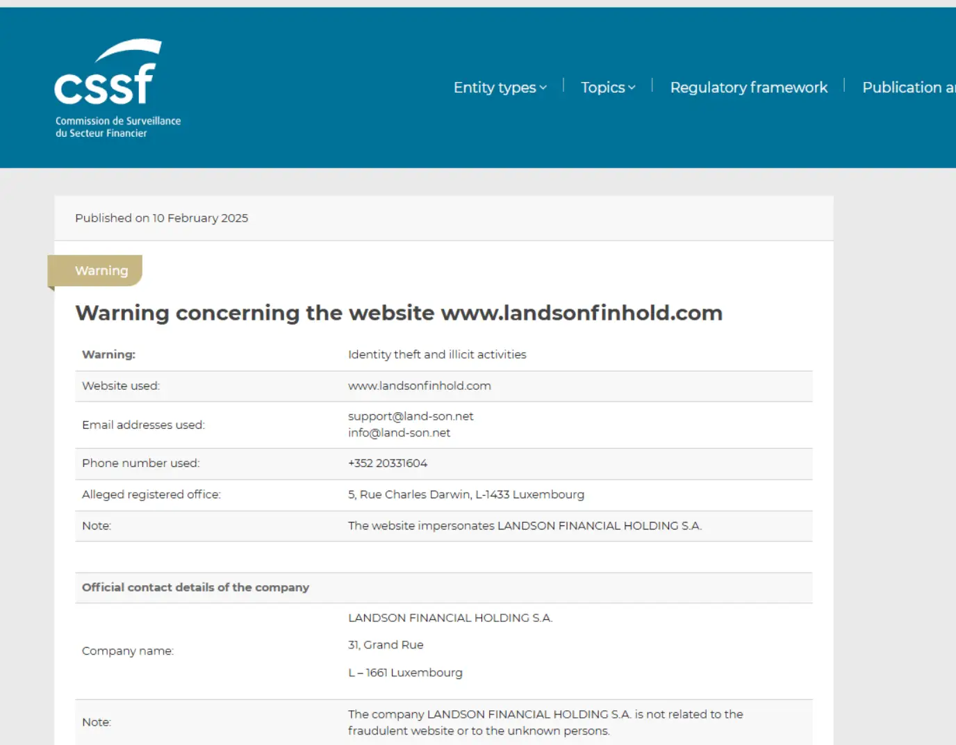 Landson Financial Holding S.A. обман Landson Financial Holding S.A. скам