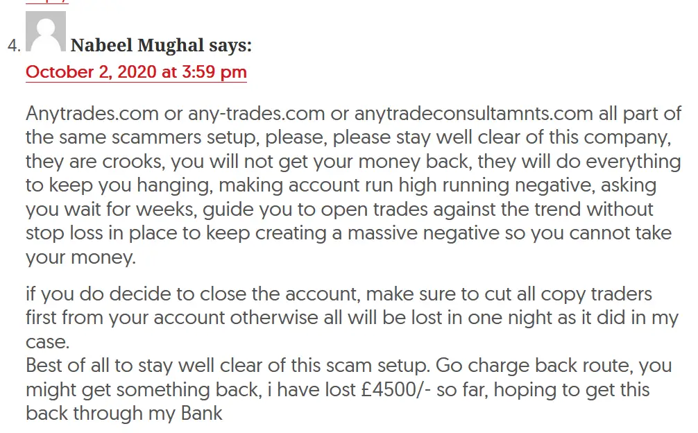 AnyTrades жалоба клиента