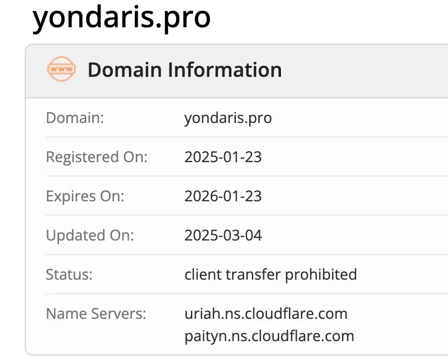 домен Yondaris Pro информация о Yondaris Pro