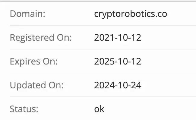CryptoRobotics домен домен CryptoRobotics