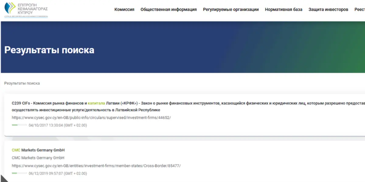CMC Capital информация о реестре обзор реестра CMC Capital