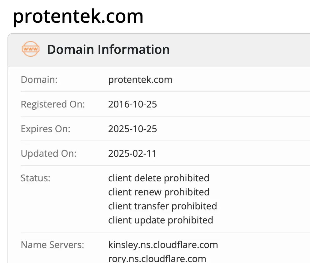 Protentek домен домен Protentek