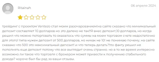 Отзыв на Ventezo Отзыв на Ventezo
