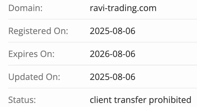 Ravi Trading домен домен Ravi Trading