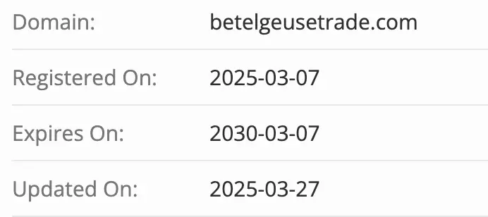 Betelgeuse Trade домен домен Betelgeuse Trade