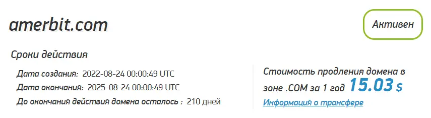 Amerbit проверка домена