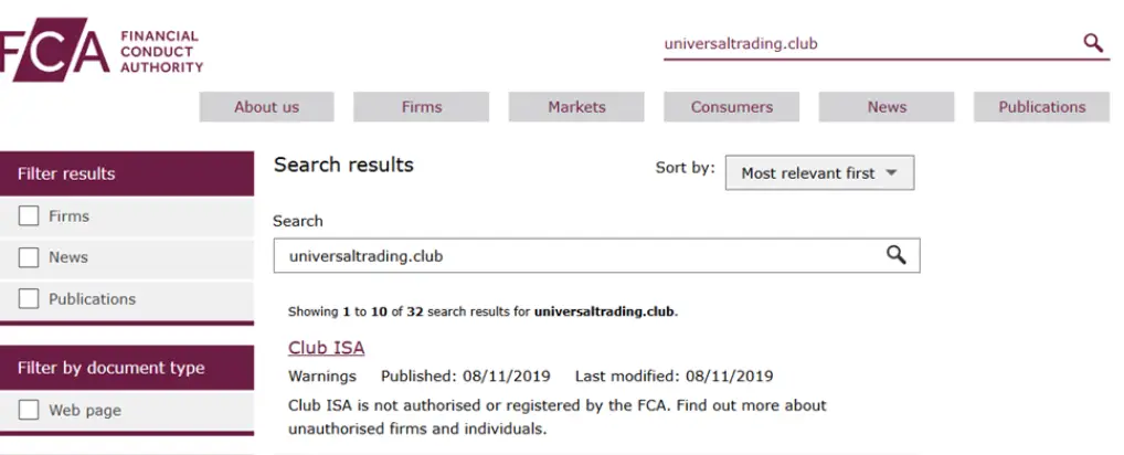 Universal Trading проверка ФСА обзор ФСА Universal Trading
