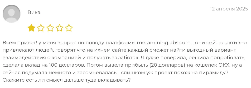 отзыв Meta Mining Labs