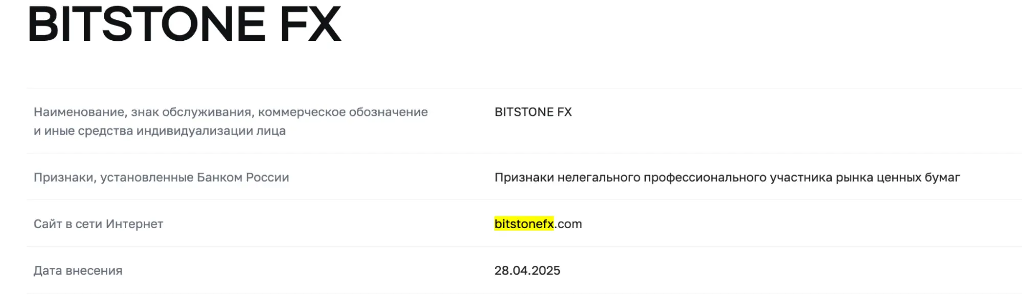Bitstone FX обман Bitstone FX скам