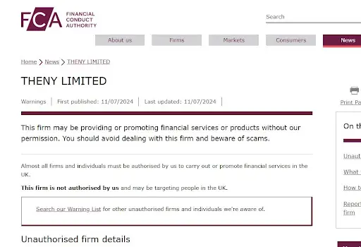 THENY Limited кидалово и развод THENY Limited кидалово и развод